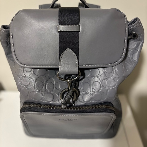 COACH SULLIVAN LEATHER BACKPACK IN SIGNATURE GREY LEATHER - Picture 11 of 14